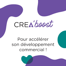 Logo CREA'boost de CREATIVA Avignon Logotype de CREA'boost avec le slogan sur le développement commercial.
