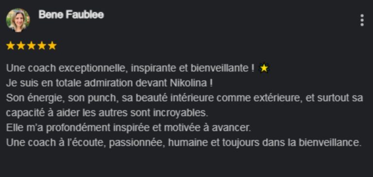 Avis positif d'un coach motivant Nikolina Popovski avec une énergie communicative Avis positif d'un coach motivant avec une énergie communicative Nikolina Popovski