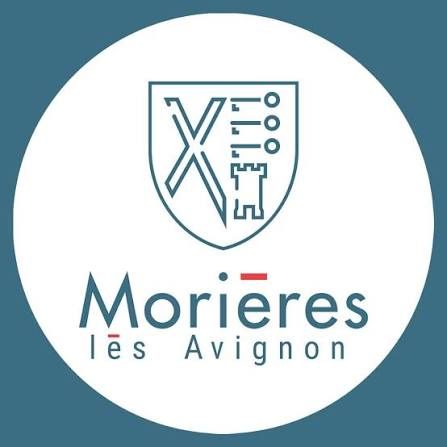 Logo ville de Morières lès Avignon Logo de la ville de Morières lès Avignon dans un cercle blanc, fond bleu