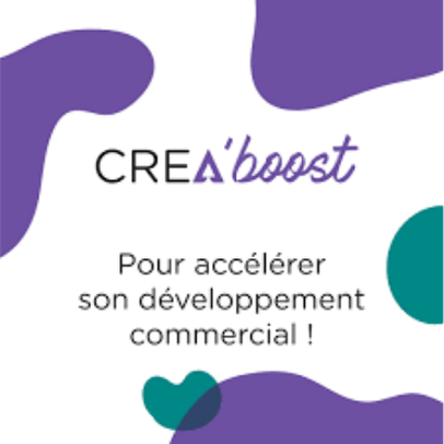 Logo CREA'boost de CREATIVA Avignon Logotype de CREA'boost avec le slogan sur le développement commercial.